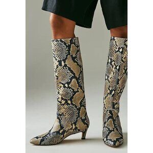 Anthropologie Silent D Erena Kitten-Heel Boots Snakeskin Print 36